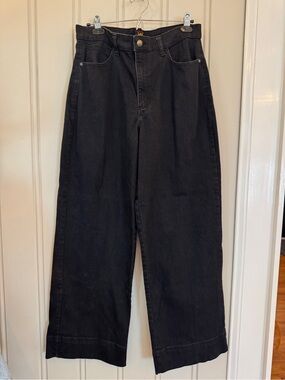 Lee Women’s Tall long Black Stretch Denim High Rise Wide-Leg Jeans Size 16